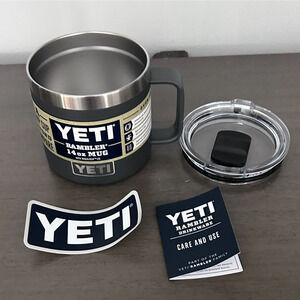 YETI Rambler 14oz Mug with Magslider Lid Stackable Stainless Steel Tumbler Gray